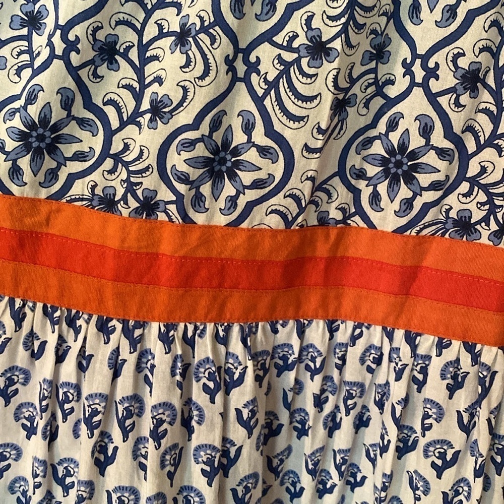 Anthropologie Ro's Garden Cotton Tiered Maxi Dress Blue White SMALL - Picture 6 of 9